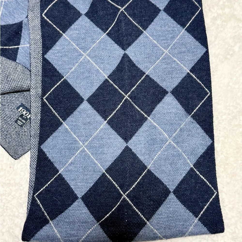 1901 Argyle Wool Scarf Blue Preppy Old Money Ivy League Academia O/S Heritage